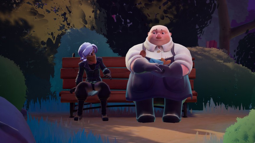 Alta and Boro sitting on a bench